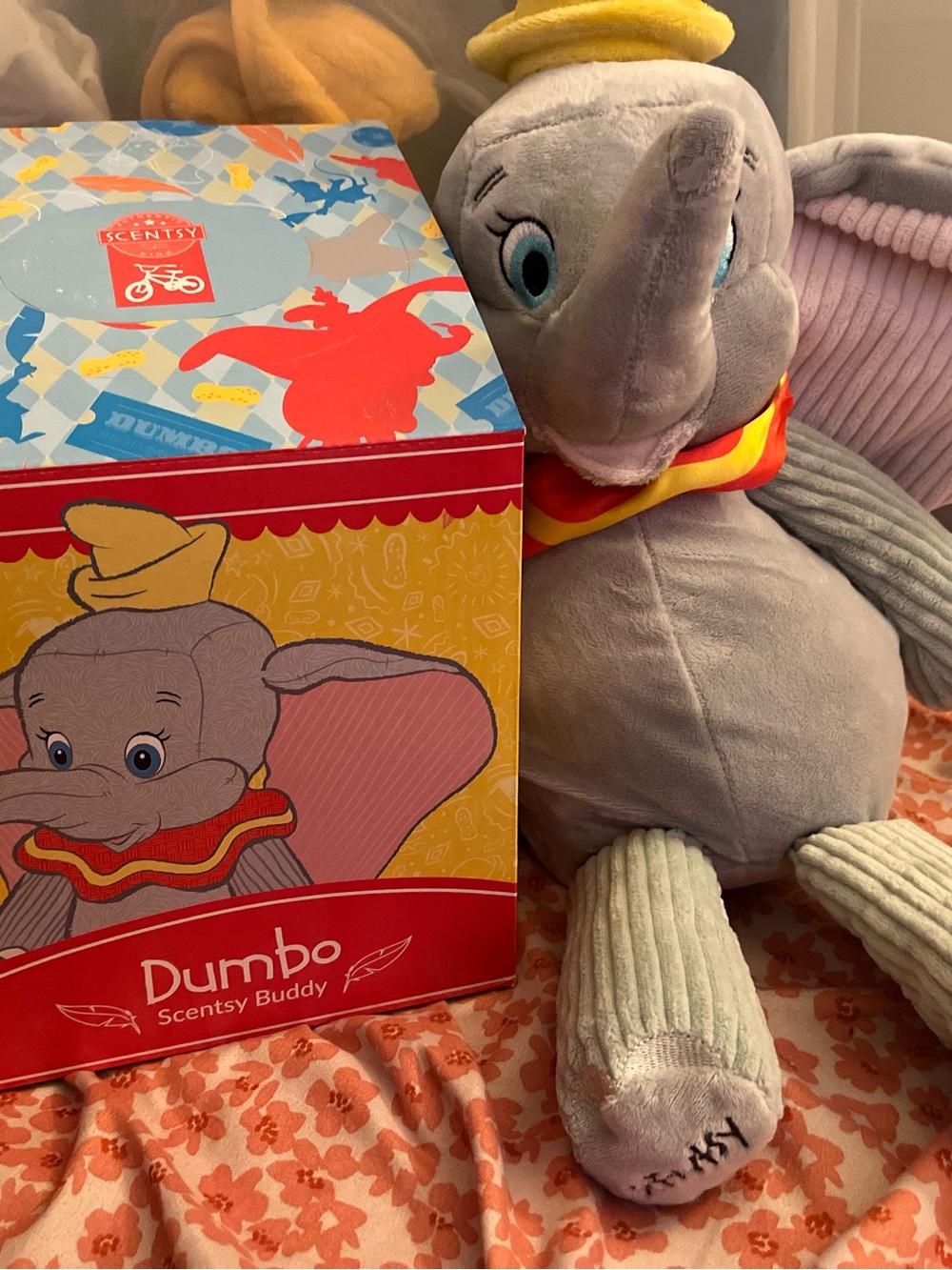 Scentsy Gray Dumbo Plush with Red and Yellow Collar